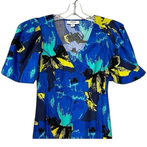 Christopher John Rogers x Target Tiered Puff Sleeve Maxi Dress Blue Floral Boho - Picture 4 of 7